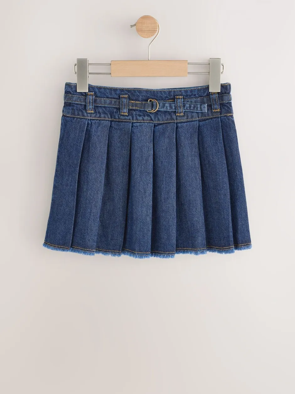 Shorts En Rokken*Next - Geplooide denim rok (3-16jr) Donkere wassing
