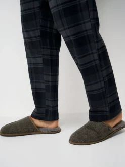 Pantoffels|Crew Clothing - Slip-On Suede Mule Slippers Donkergrijs