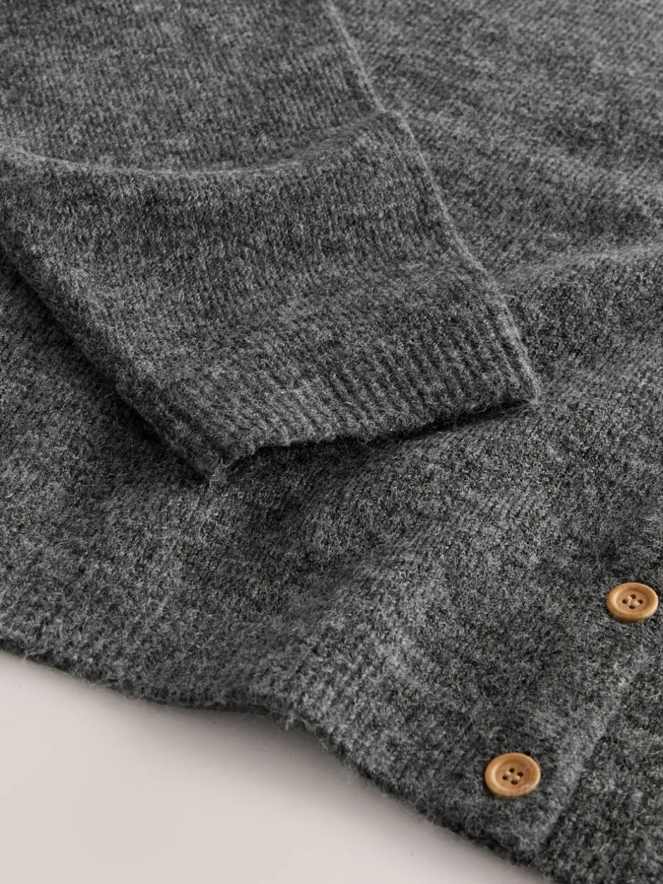 Gebreide Kleding*Next Donkergrijs - Gebreid vest met ronde hals