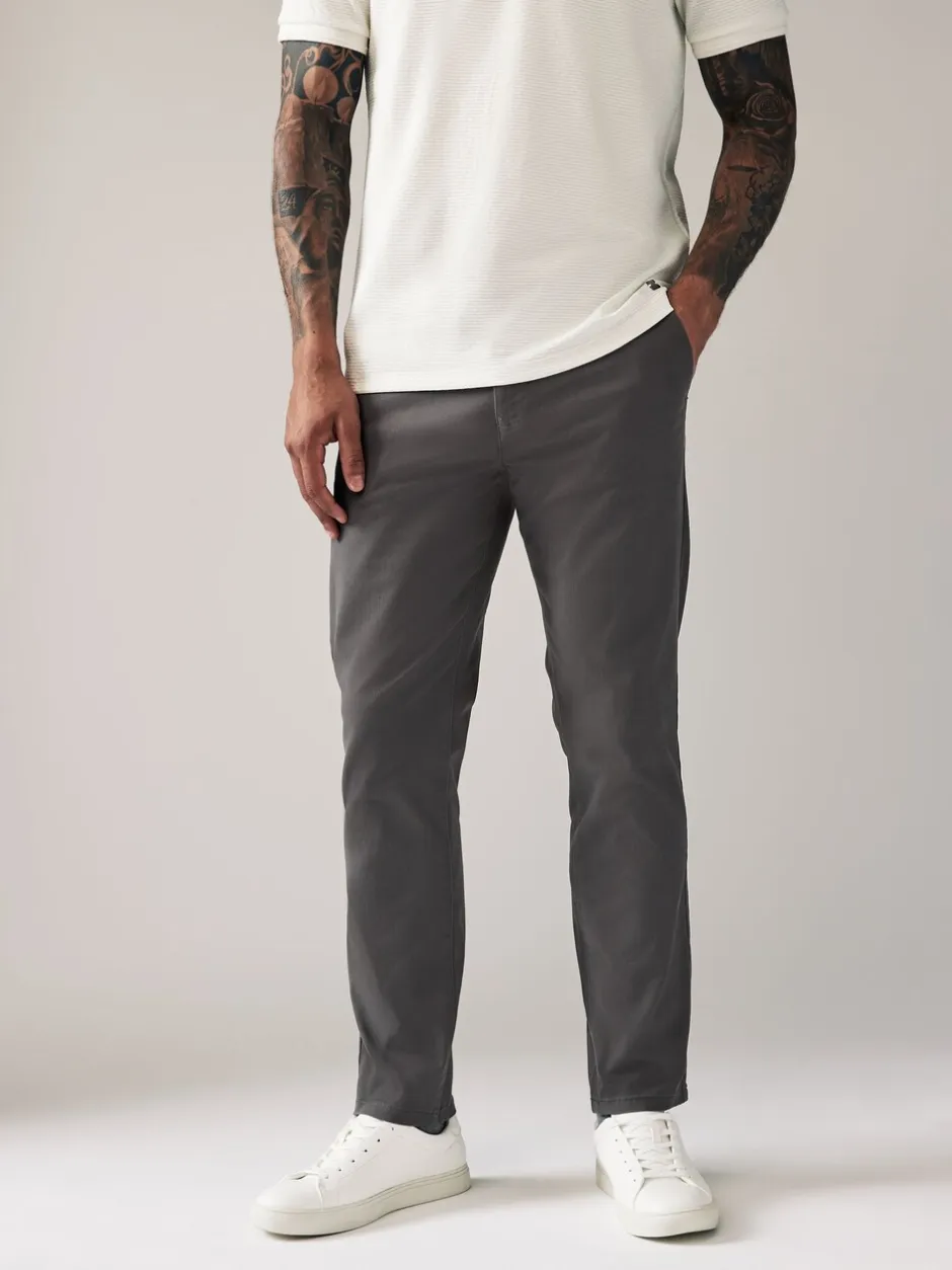 Broeken En Chino's*Next Donkergrijs - Slim Fit - Stretchy chino