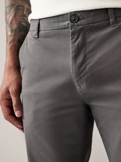 Broeken En Chino's*Next Donkergrijs - Slim Fit - Stretchy chino