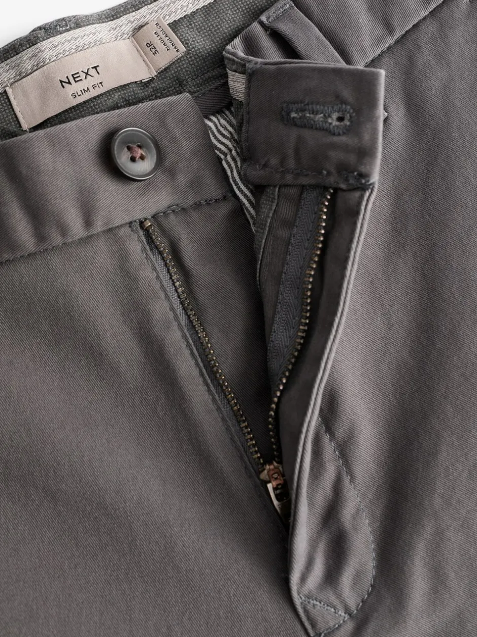 Broeken En Chino's*Next Donkergrijs - Slim Fit - Stretchy chino