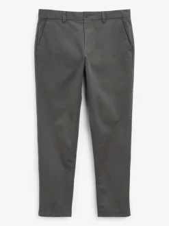 Broeken En Chino's|Next Donkergrijs - Standaard toelopende pasvorm - Stretchy chino