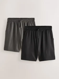 Loungewear|Shorts|Next - Loopback Soft Touch 2 Pack Jogger Shorts Donkergrijs/zwart