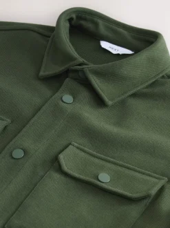 Formele Overhemden|Jassen En Jacks*Next Donkergroen - Jersey keperstof Overshirt met drukknopen