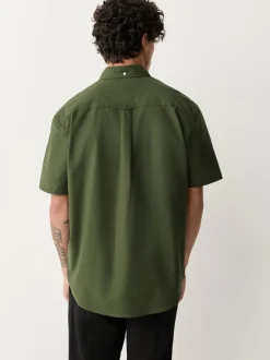 Formele Overhemden|Shirts|Next Donkergroen - Normale Pasvorm - Oxford-overhemd met korte mouwen