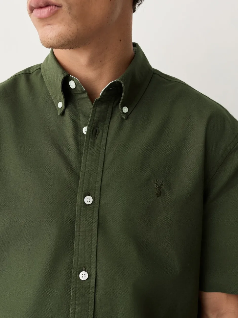 Formele Overhemden|Shirts|Next Donkergroen - Normale Pasvorm - Oxford-overhemd met korte mouwen
