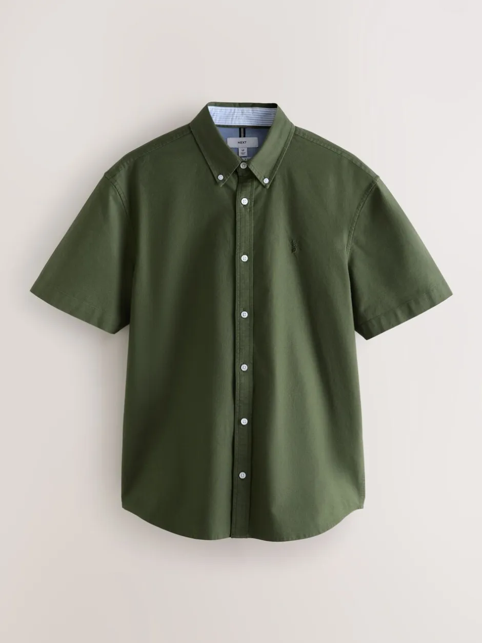 Formele Overhemden|Shirts|Next Donkergroen - Normale Pasvorm - Oxford-overhemd met korte mouwen