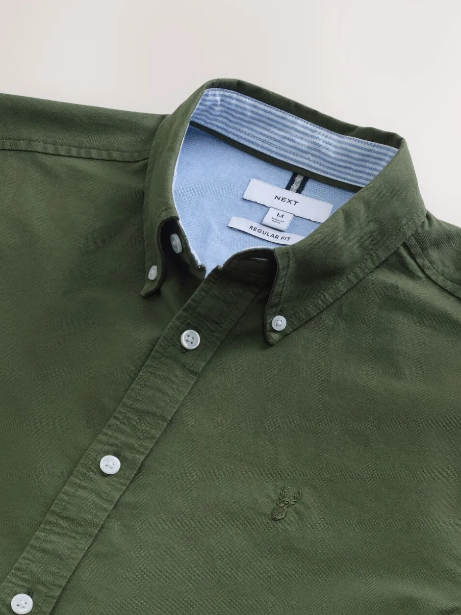 Formele Overhemden|Shirts|Next Donkergroen - Normale Pasvorm - Oxford-overhemd met korte mouwen