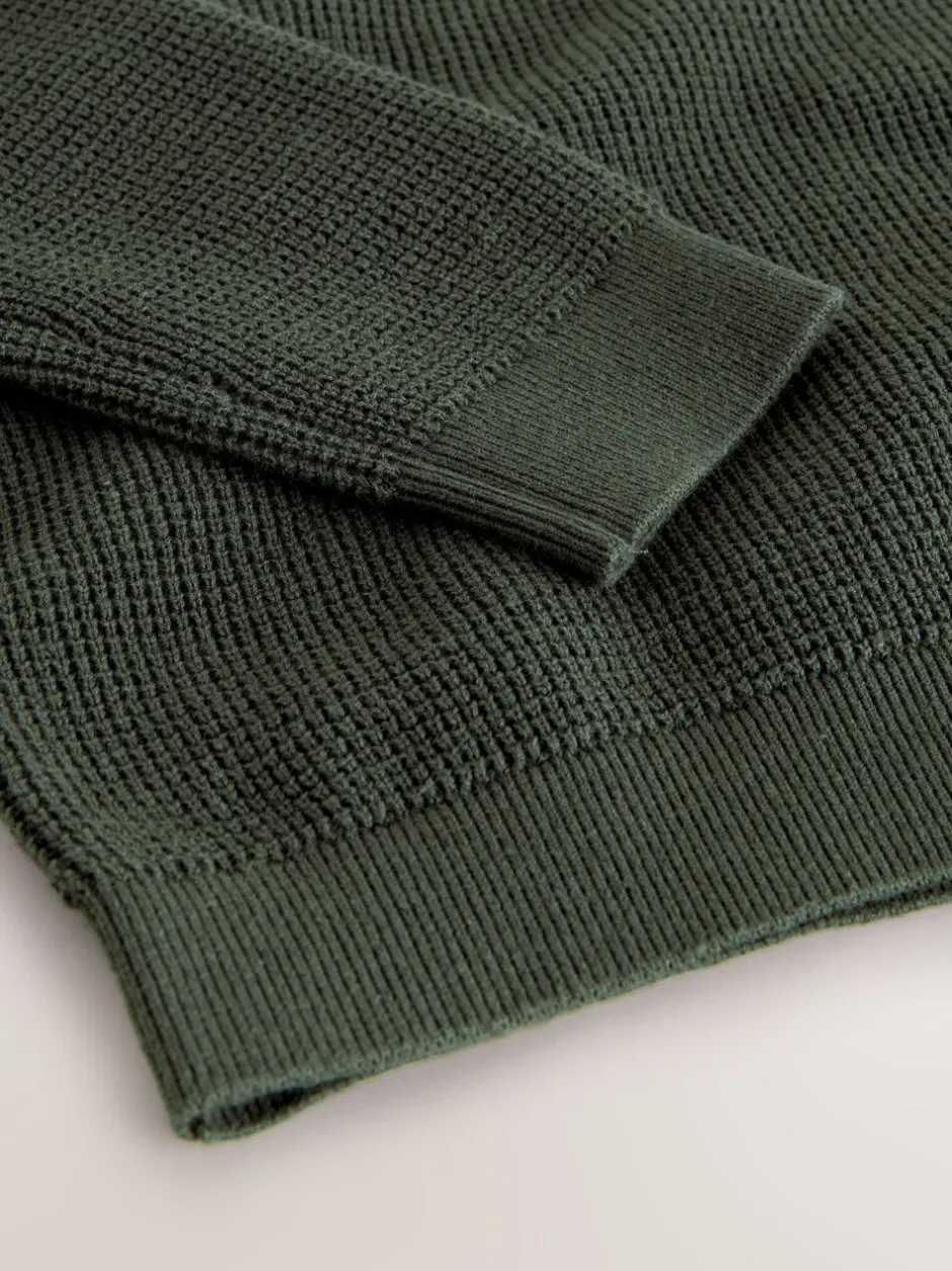 Truien En Breisels|Next Donkergroen - Poloshirt met textuur en lange mouwen (3-16jr)