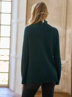 Gebreide Kleding|Moederschap*Seraphine - premium kasjmier mix coltrui voor zwangerschap en borstvoeding Donkergroen