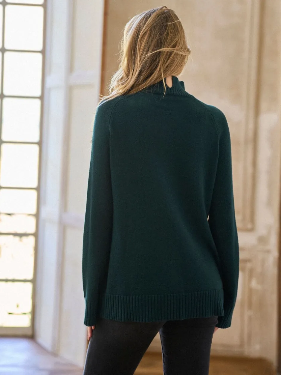 Gebreide Kleding|Moederschap*Seraphine - premium kasjmier mix coltrui voor zwangerschap en borstvoeding Donkergroen