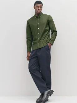Formele Overhemden|Shirts|Next Donkergroen - Slim Fit - Oxford-hemd met lange mouwen