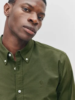 Formele Overhemden|Shirts|Next Donkergroen - Slim Fit - Oxford-hemd met lange mouwen