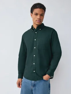 Formele Overhemden|Shirts*Next Donkergroen - Soft Touch Oxford Long Sleeve Shirt