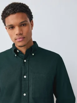 Formele Overhemden|Shirts*Next Donkergroen - Soft Touch Oxford Long Sleeve Shirt