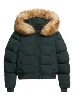 Jassen En Jacks*Superdry Donkergroen - Everest bomberjack met capuchon
