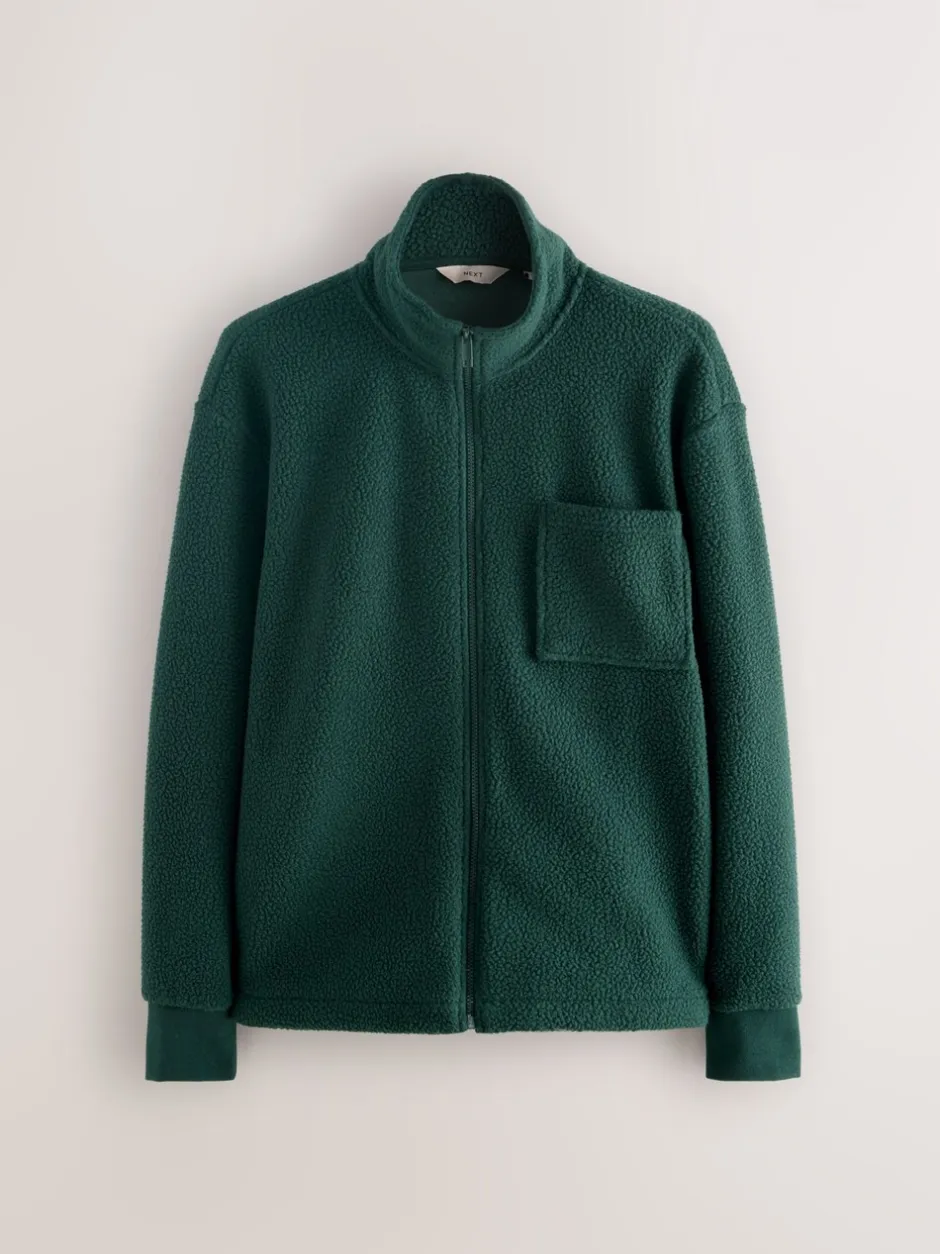 Loungewear|Jassen En Jacks|Next - Volledig doorlopende rits - Borg Fleece Donkergroen