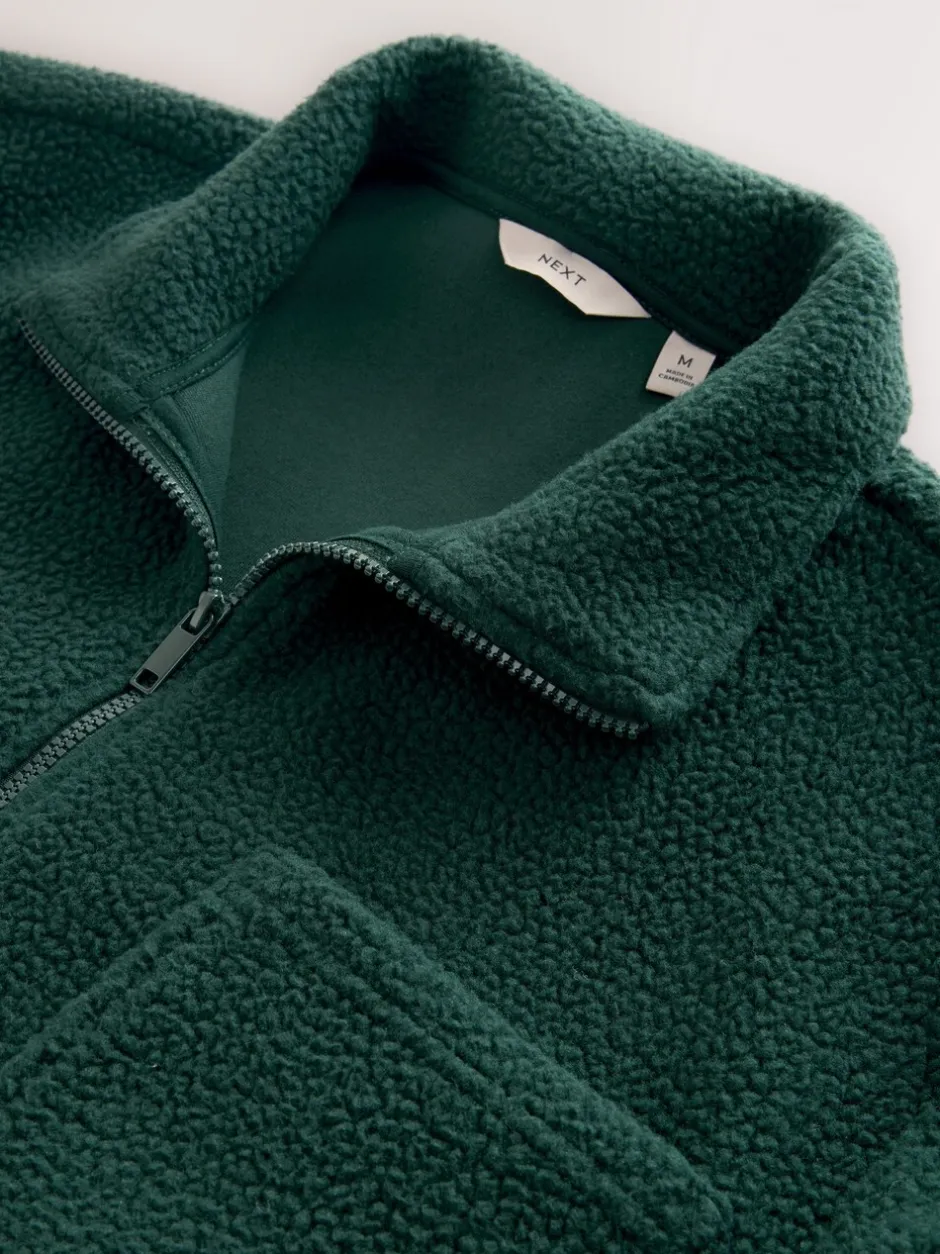 Loungewear|Jassen En Jacks|Next - Volledig doorlopende rits - Borg Fleece Donkergroen