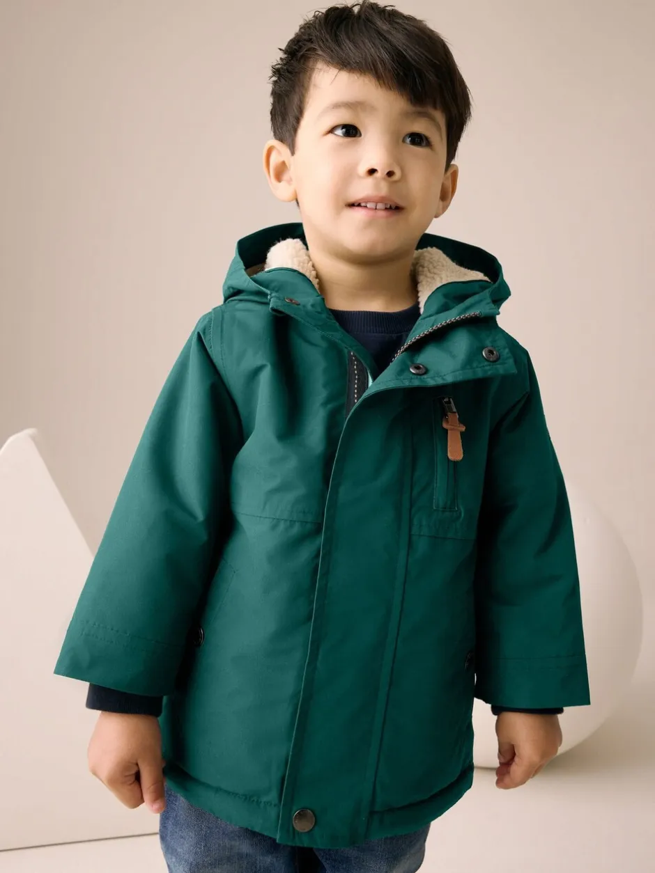 Jassen, Jacks En Kinderwagenpakjes|Schoolkleding*Next Donkergroen - Waterdichte parka met borgvoering (3mnd -7jr)