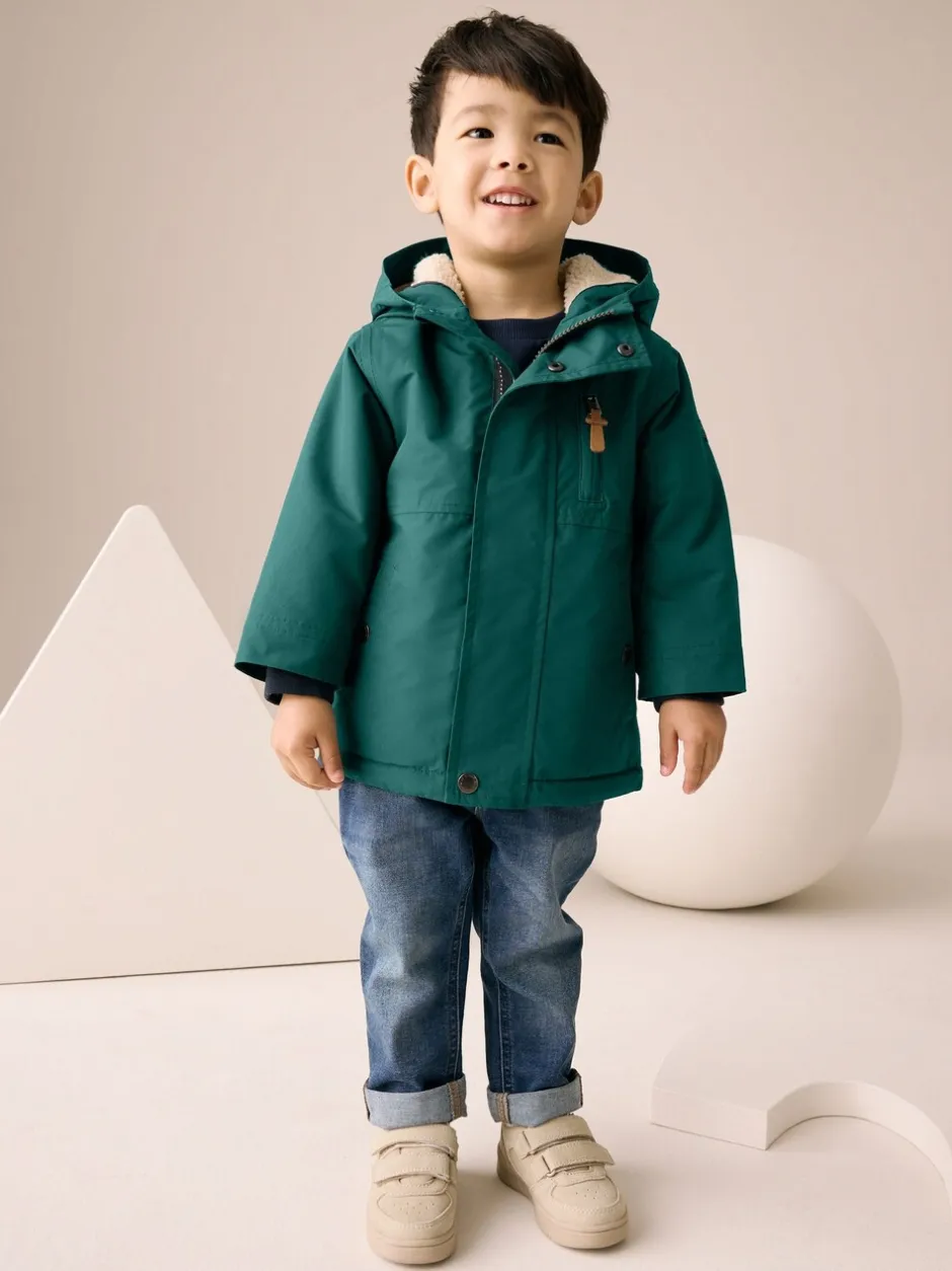 Jassen, Jacks En Kinderwagenpakjes|Schoolkleding*Next Donkergroen - Waterdichte parka met borgvoering (3mnd -7jr)