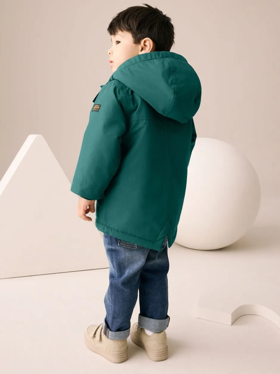 Jassen, Jacks En Kinderwagenpakjes|Schoolkleding*Next Donkergroen - Waterdichte parka met borgvoering (3mnd -7jr)