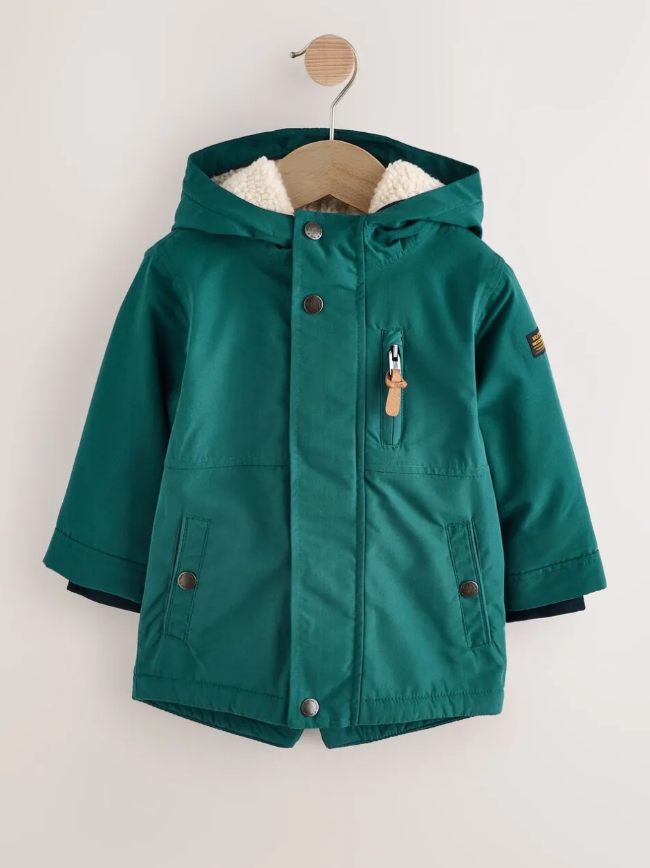 Jassen, Jacks En Kinderwagenpakjes|Schoolkleding*Next Donkergroen - Waterdichte parka met borgvoering (3mnd -7jr)