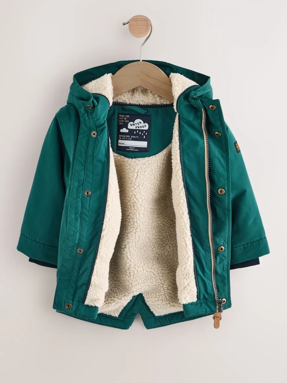 Jassen, Jacks En Kinderwagenpakjes|Schoolkleding*Next Donkergroen - Waterdichte parka met borgvoering (3mnd -7jr)