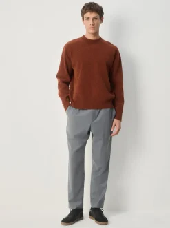 Gebreide Kleding|Next - Relaxed Fit Plain Chenille Crew Neck Jumper Donkeroranje