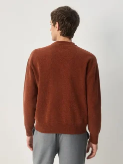 Gebreide Kleding|Next - Relaxed Fit Plain Chenille Crew Neck Jumper Donkeroranje