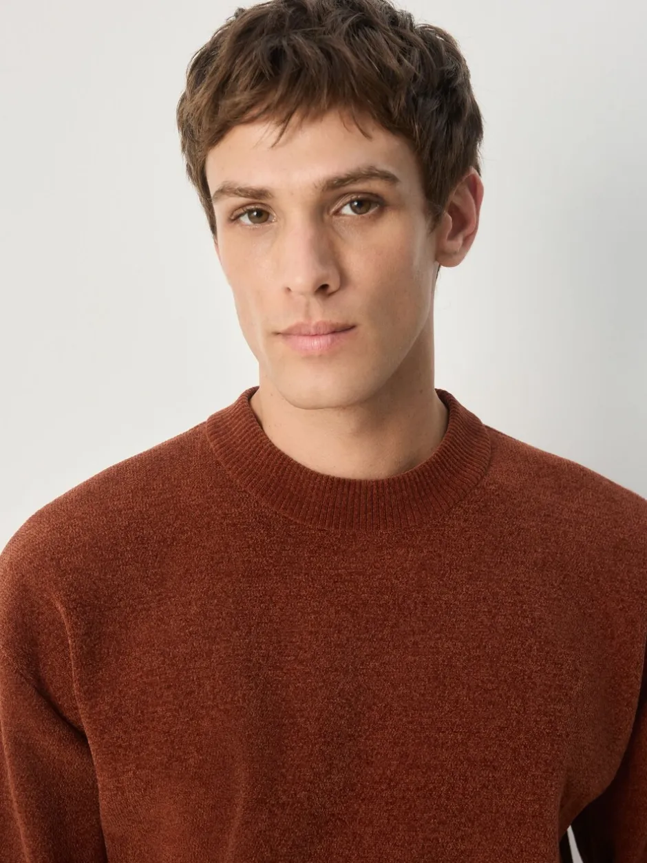 Gebreide Kleding|Next - Relaxed Fit Plain Chenille Crew Neck Jumper Donkeroranje