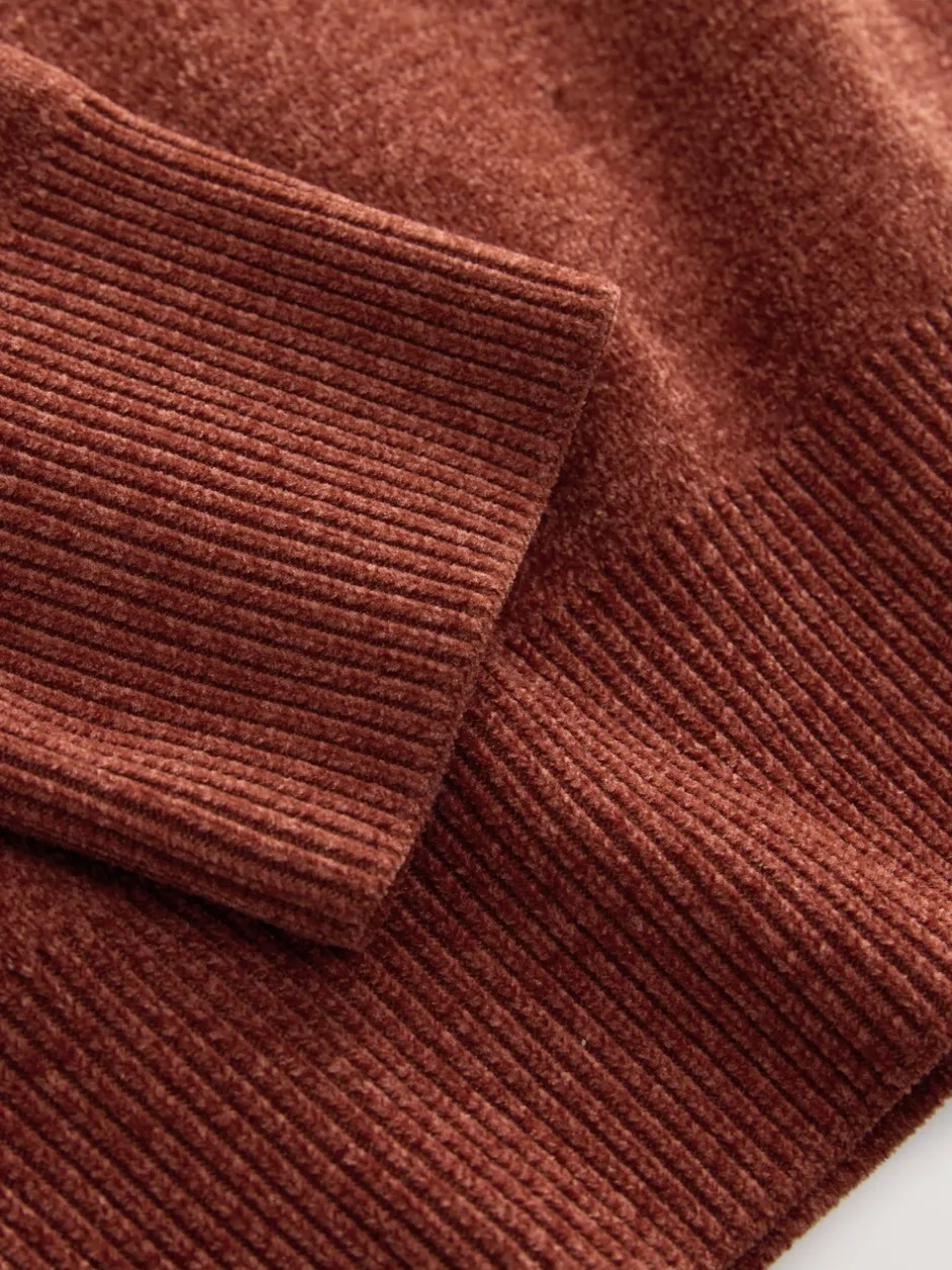 Gebreide Kleding|Next - Relaxed Fit Plain Chenille Crew Neck Jumper Donkeroranje