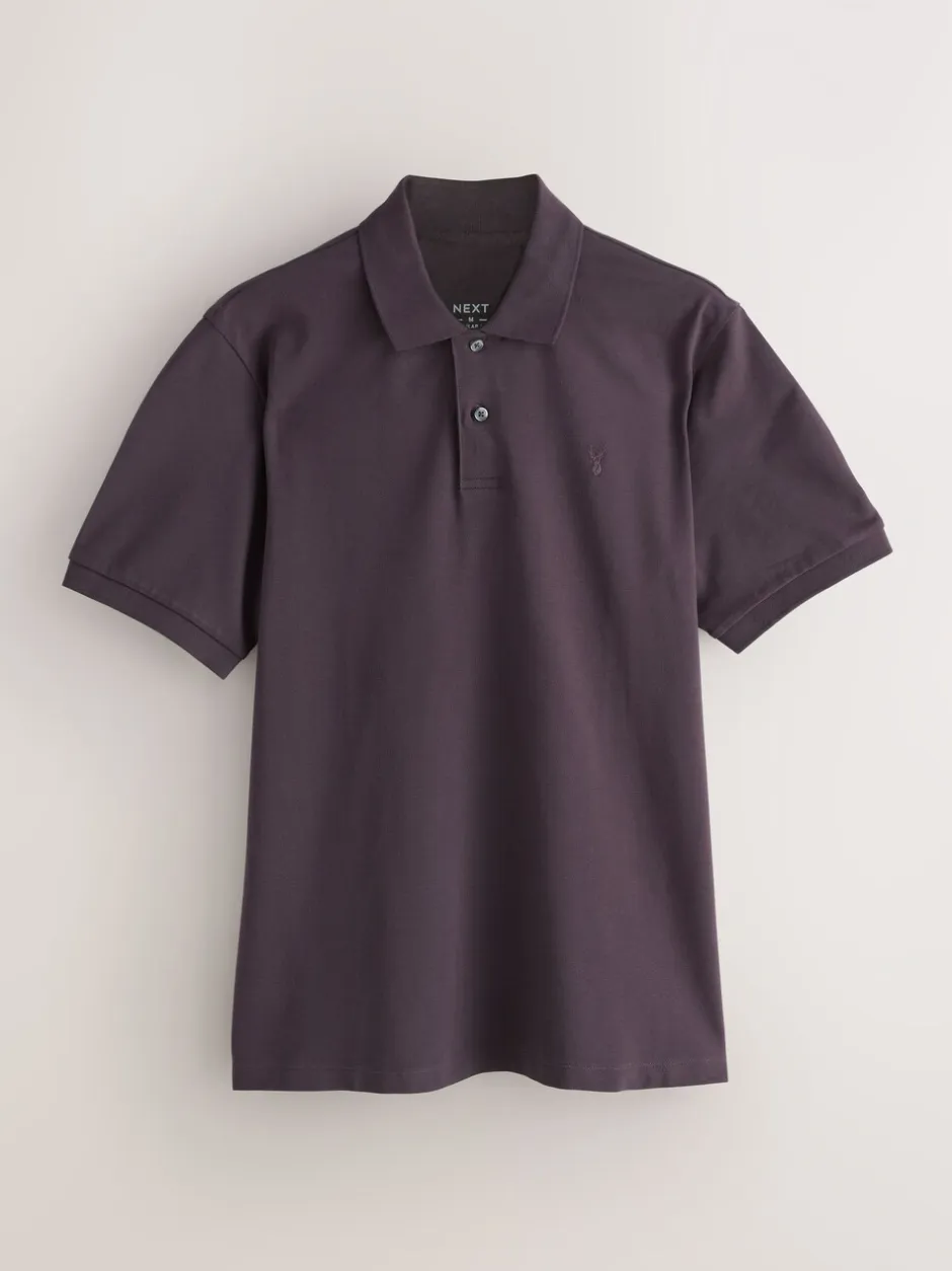 Poloshirts|Next Donkerpaars - Normale Pasvorm - Piqué poloshirt met korte mouwen