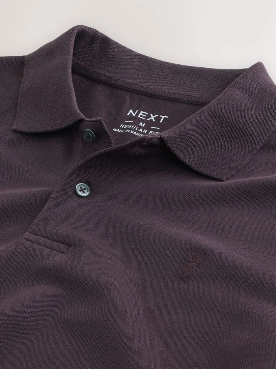 Poloshirts|Next Donkerpaars - Normale Pasvorm - Piqué poloshirt met korte mouwen