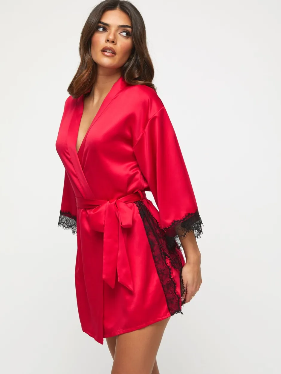 Badjassen*Ann Summers - Cherryann satijnen kimono Donkerrood