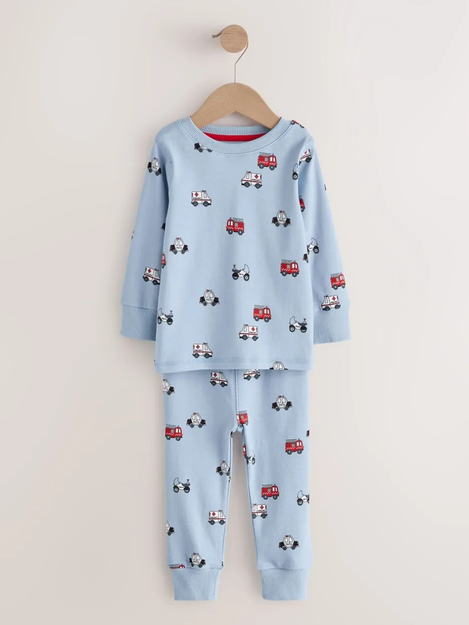 Pyjama's|Nachtkleding En Pyjama's|Next Donkerrood/blauw met hulpverleningsvoertuig - Mini Knusse Pyjama's 3 Set (9mnd-10jr)
