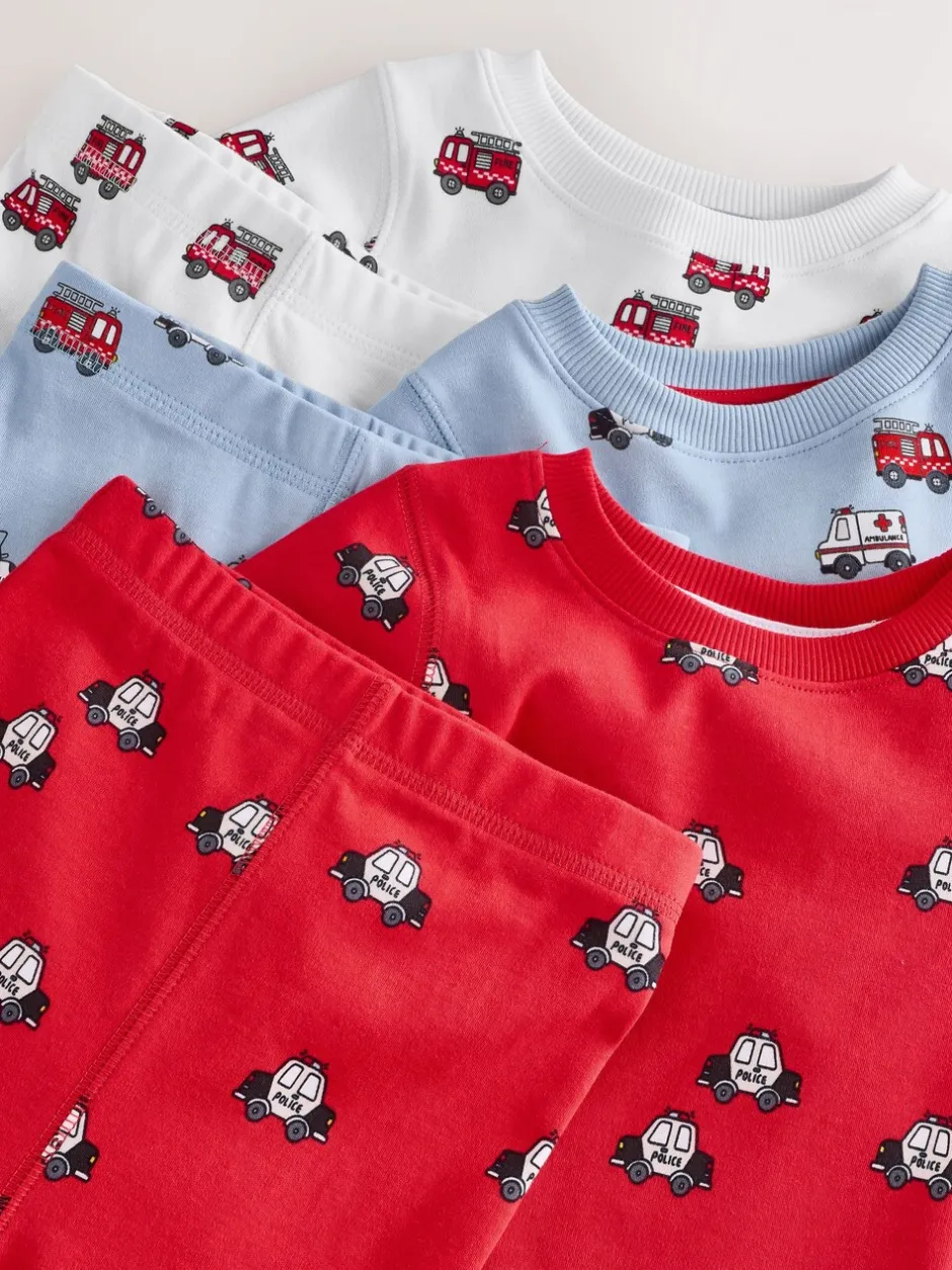 Pyjama's|Nachtkleding En Pyjama's|Next Donkerrood/blauw met hulpverleningsvoertuig - Mini Knusse Pyjama's 3 Set (9mnd-10jr)