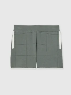 Shorts*Reiss - Barbor Tipped Knit Stitch-Detail Shorts Donkersaliegroen
