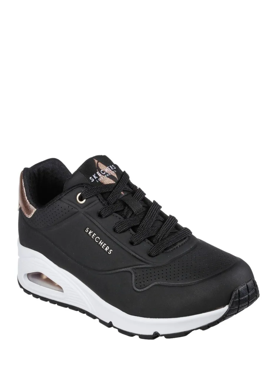 Sneakers*Skechers - goudkleurige damessneakers met standaard pasvorm Uno Donkerzwart