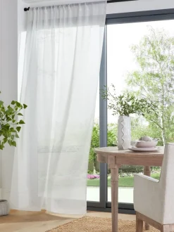 Gordijnen|Gordijnen*Next Doorschijnende linnen vitrage look met doorsteekbovenkant Wit