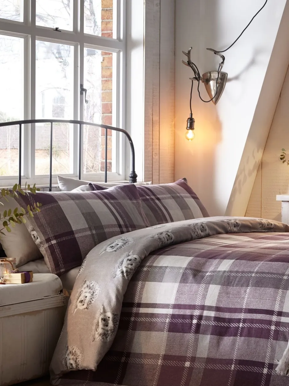 Beddengoedsets En Dekbedovertrekken|Dreams & Drapes Colville ruit superzachte 100% geborsteld katoenen dekbedovertrek- en kussensloopset Paars