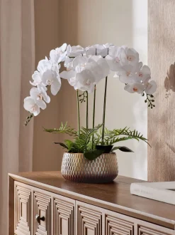 Kunstbloemen*Next Echt aanvoelende kunstorchidee in reactieve keramische pot