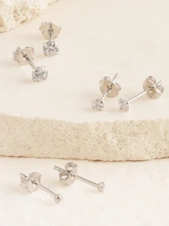 Sieraden*Next Echt zilver - 3 Paar oorknopjes met kristal