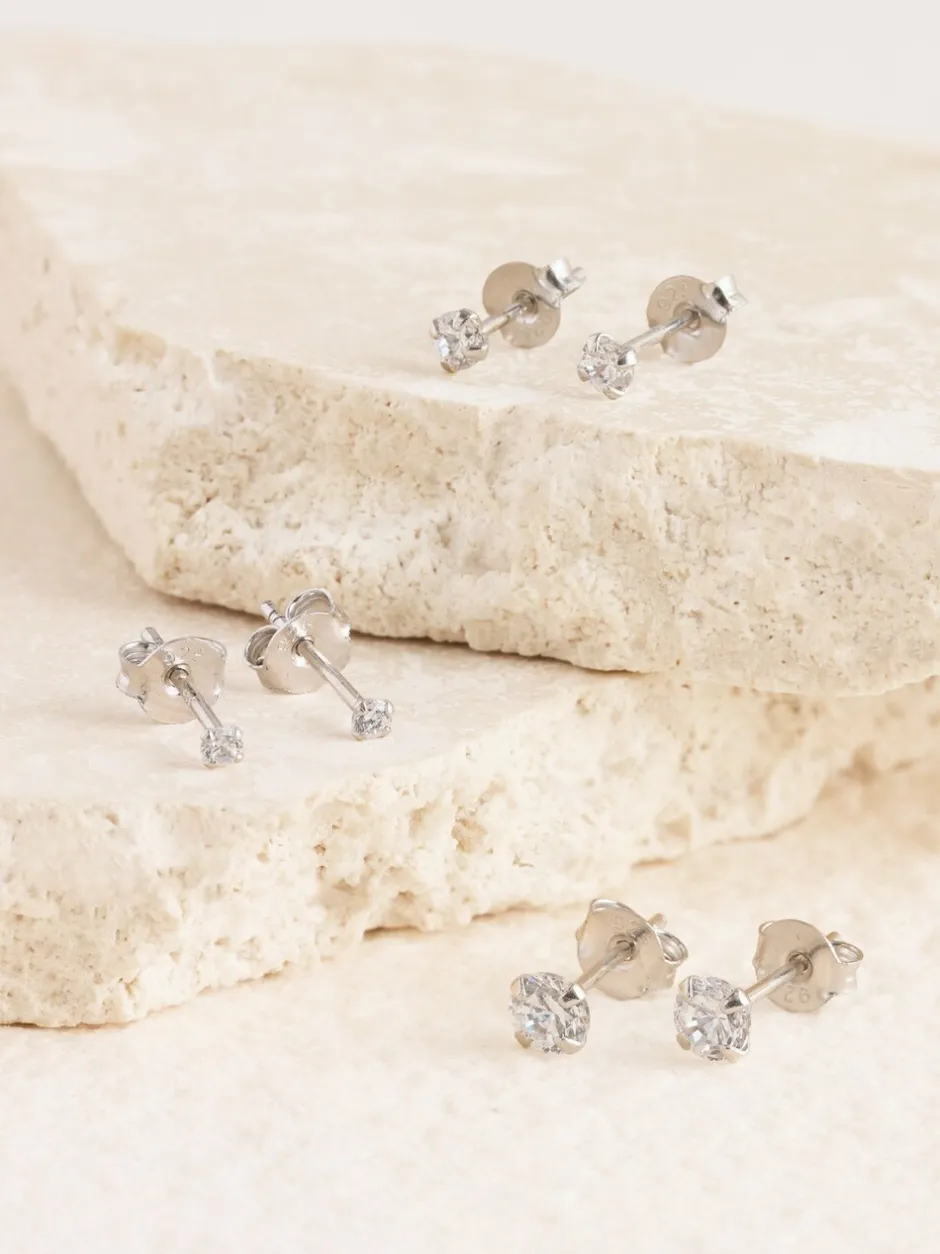 Sieraden*Next Echt zilver - 3 Paar oorknopjes met kristal