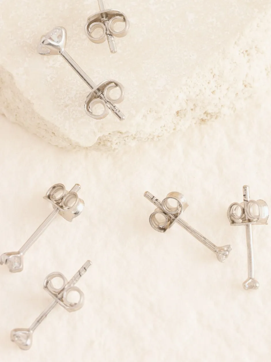 Sieraden*Next Echt zilver - 3 Paar oorknopjes met kristal