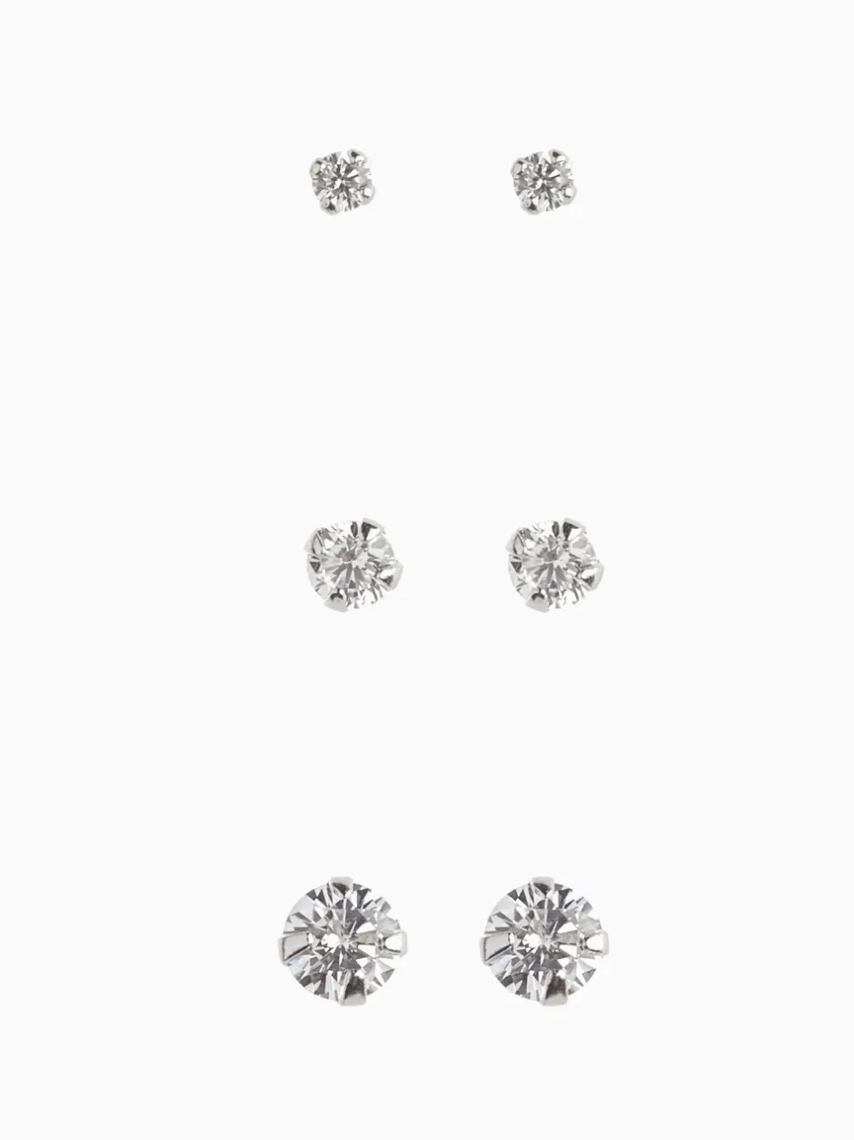 Sieraden*Next Echt zilver - 3 Paar oorknopjes met kristal