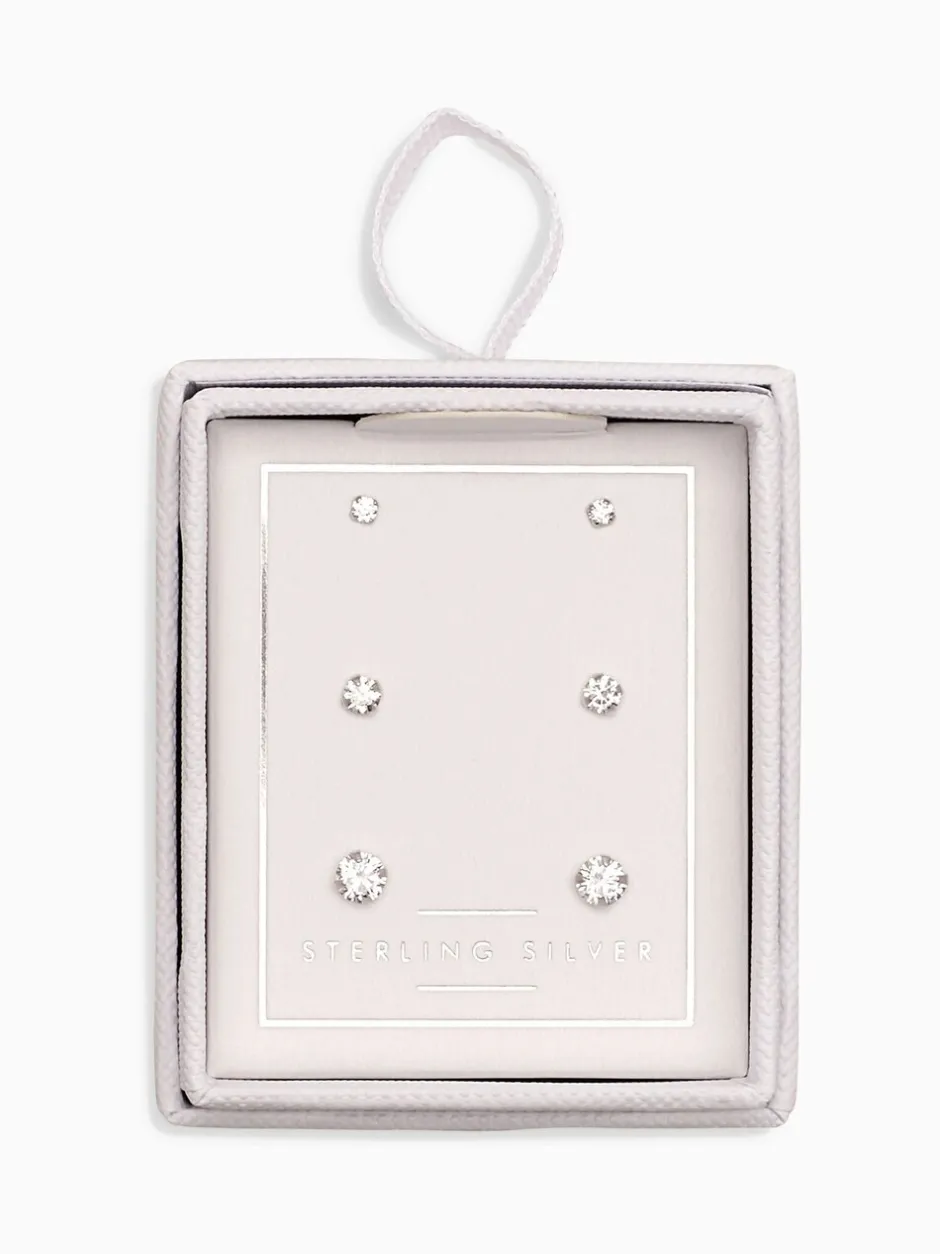Sieraden*Next Echt zilver - 3 Paar oorknopjes met kristal