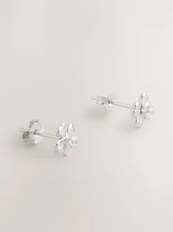 Sieraden*Next Echt zilver - Glinsterende oorknopjes met bloem