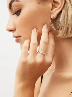 Sieraden|Next Echt zilver - Smalle ring met glinsterende band