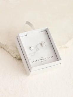 Sieraden|Next Echt zilver - Vierkante oorknopjes met zirkonia